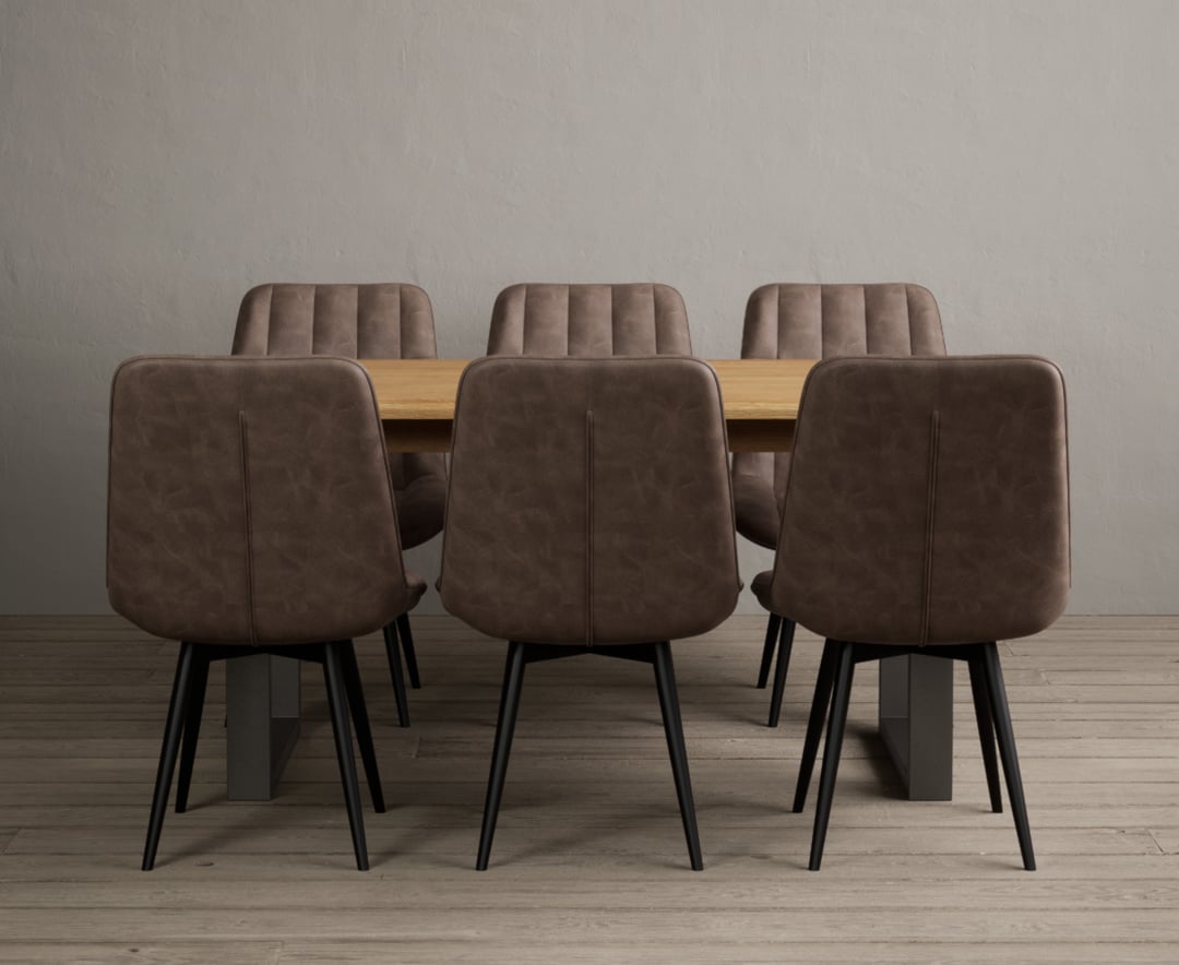 Parker 160cm Solid Oak Dining Table with 6 Brown Larson Chairs