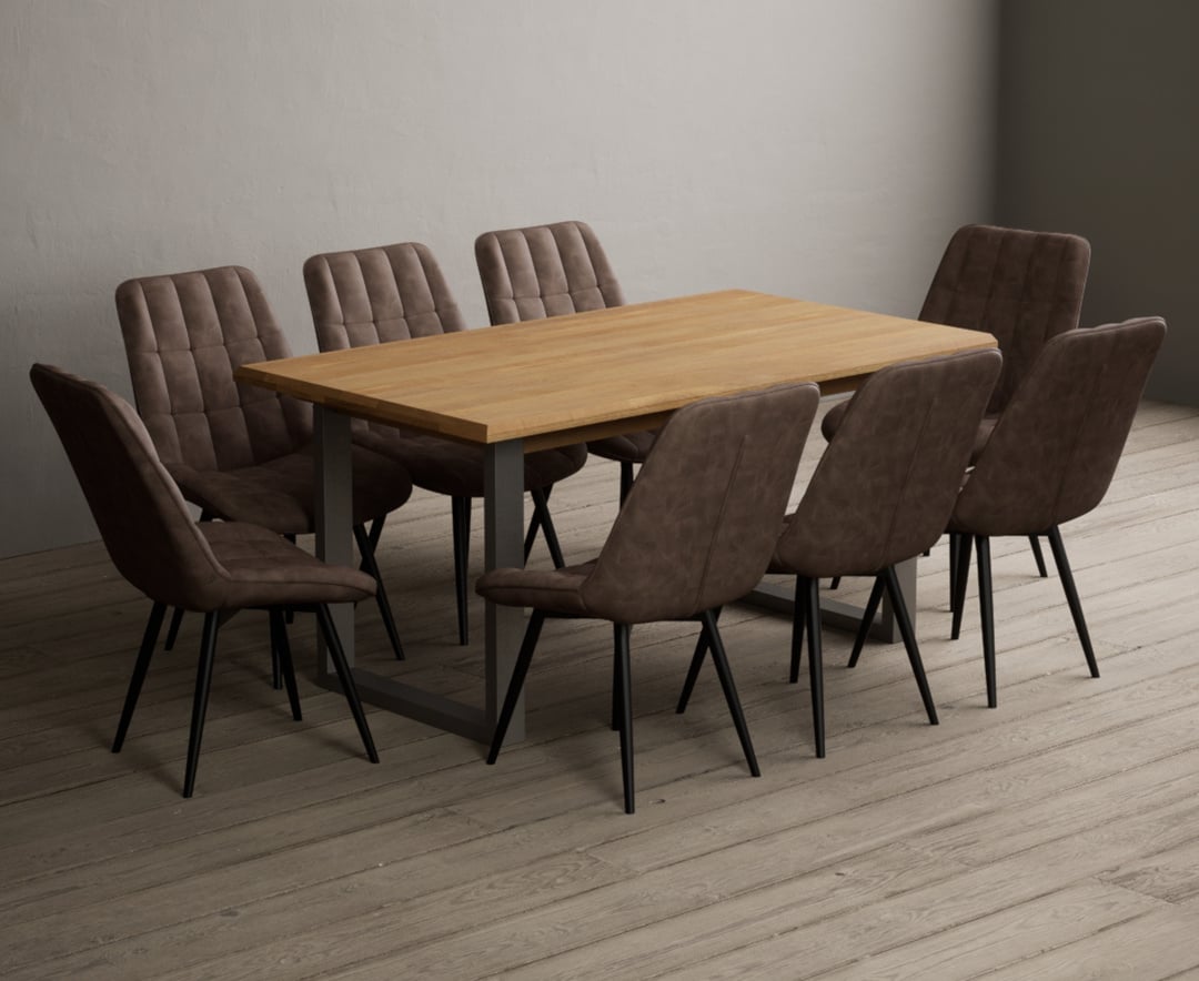 Parker 160cm Solid Oak Dining Table with 6 Brown Larson Chairs