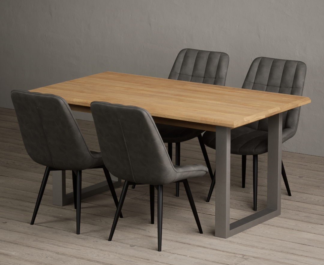 Parker 160cm Solid Oak Dining Table With 6 Brown Larson Chairs