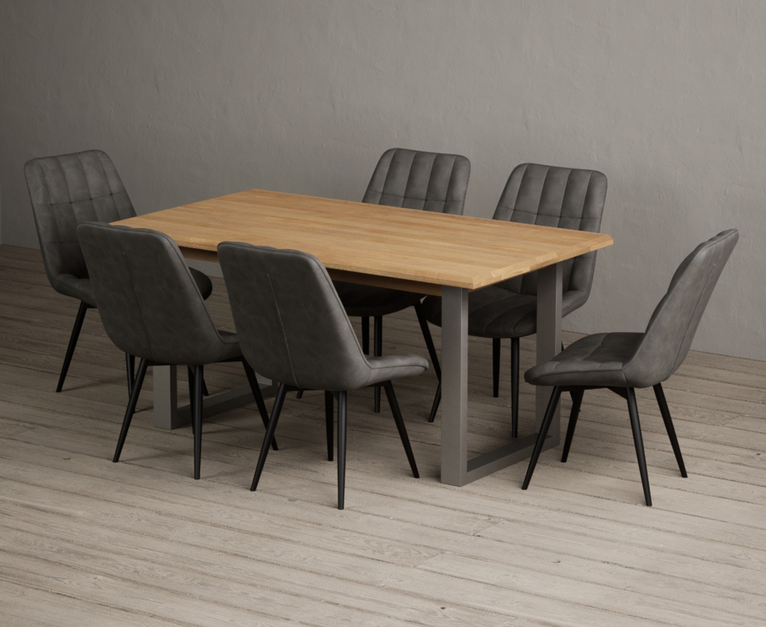 Parker 160cm Solid Oak Dining Table with 6 Brown Larson Chairs
