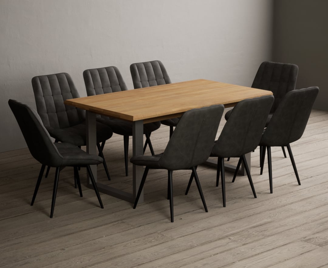 Parker 160cm Solid Oak Dining Table with 6 Brown Larson Chairs