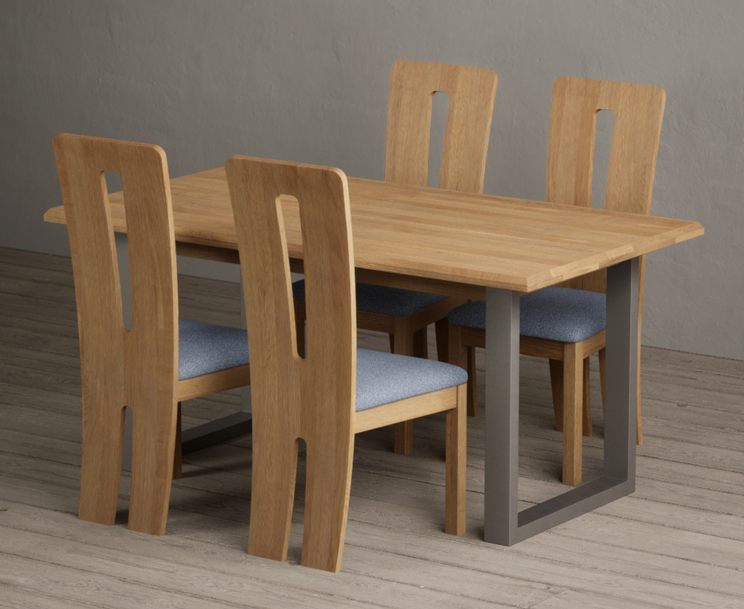 Parker 160cm Solid Oak Dining Table with 4 Brown Lucca Chairs