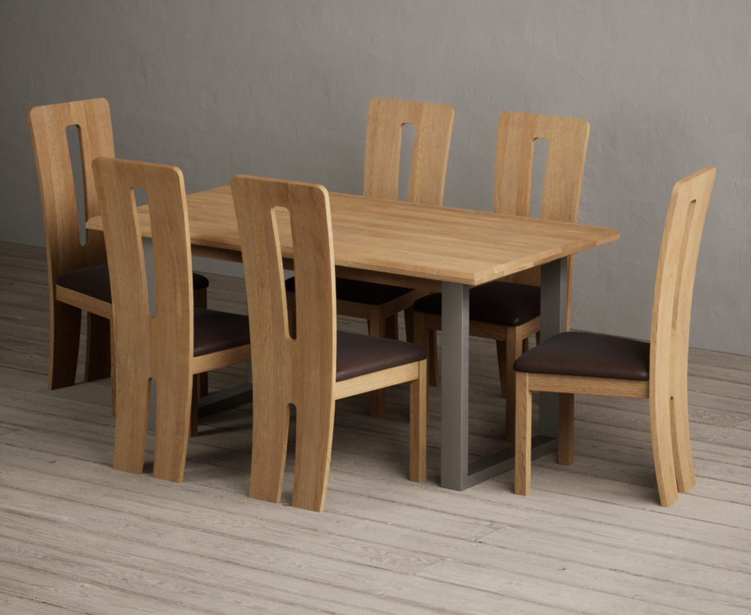Parker 160cm Solid Oak Dining Table with 4 Brown Lucca Chairs