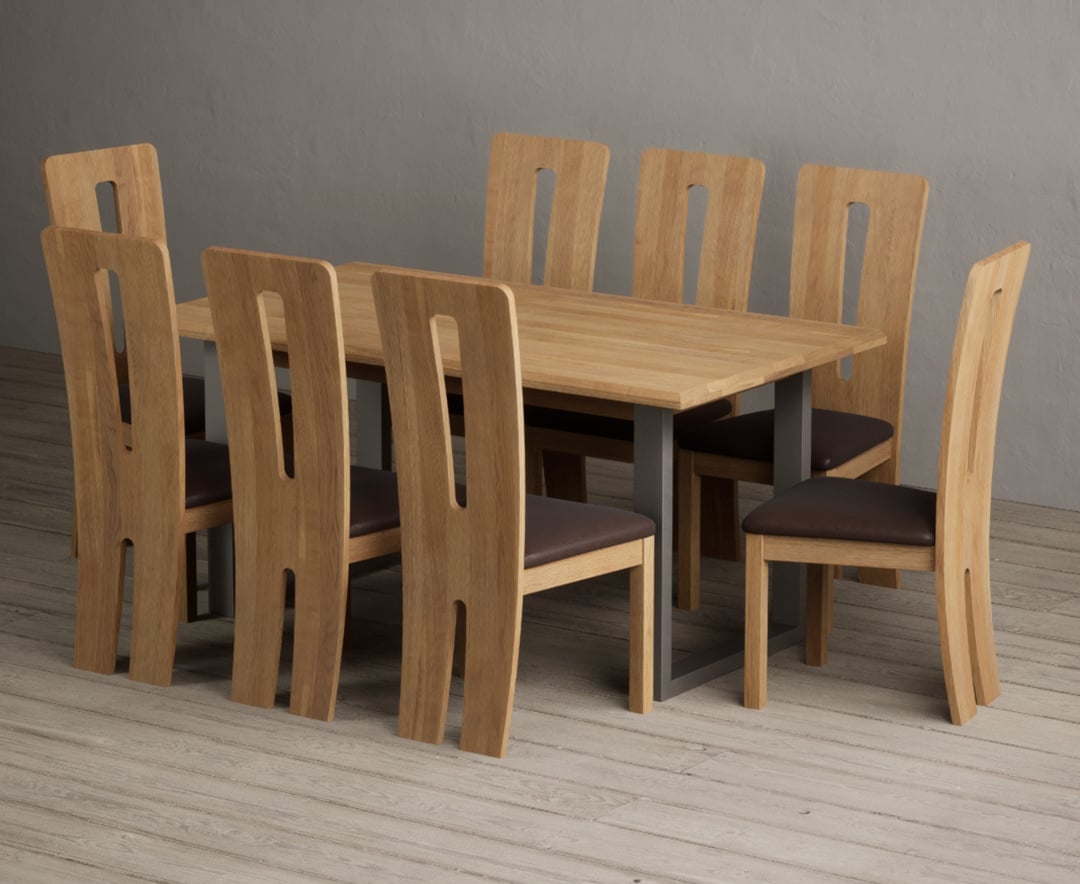 Parker 160cm Solid Oak Dining Table with 4 Brown Lucca Chairs