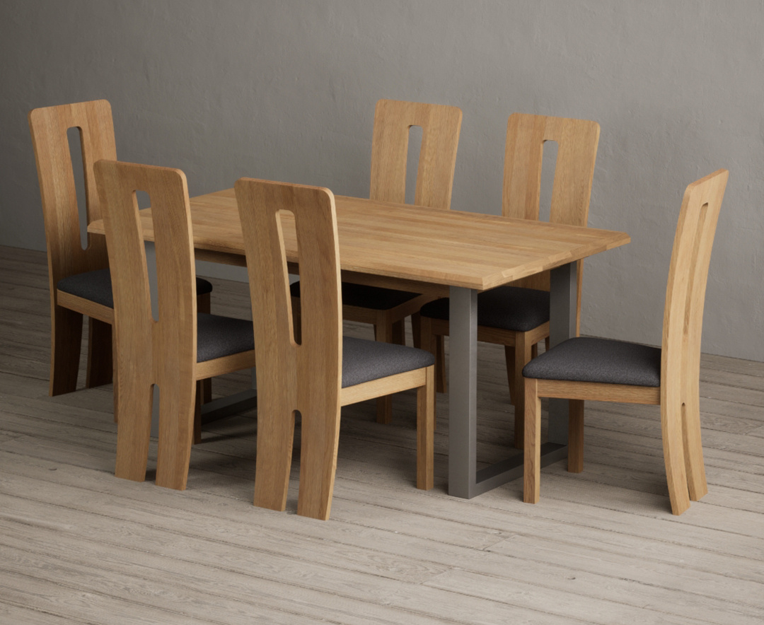 Parker 160cm Solid Oak Dining Table with 4 Brown Lucca Chairs