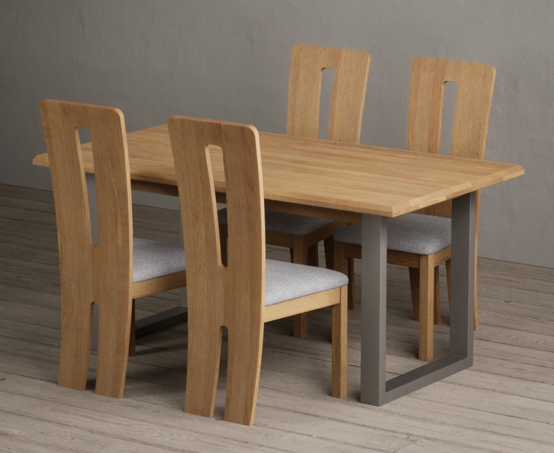 Parker 160cm Solid Oak Dining Table with 4 Brown Lucca Chairs
