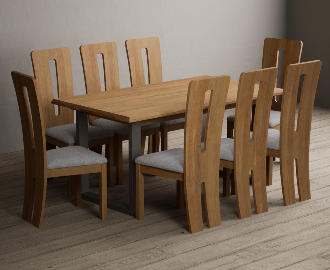 Parker 160cm Solid Oak Dining Table with 4 Brown Lucca Chairs