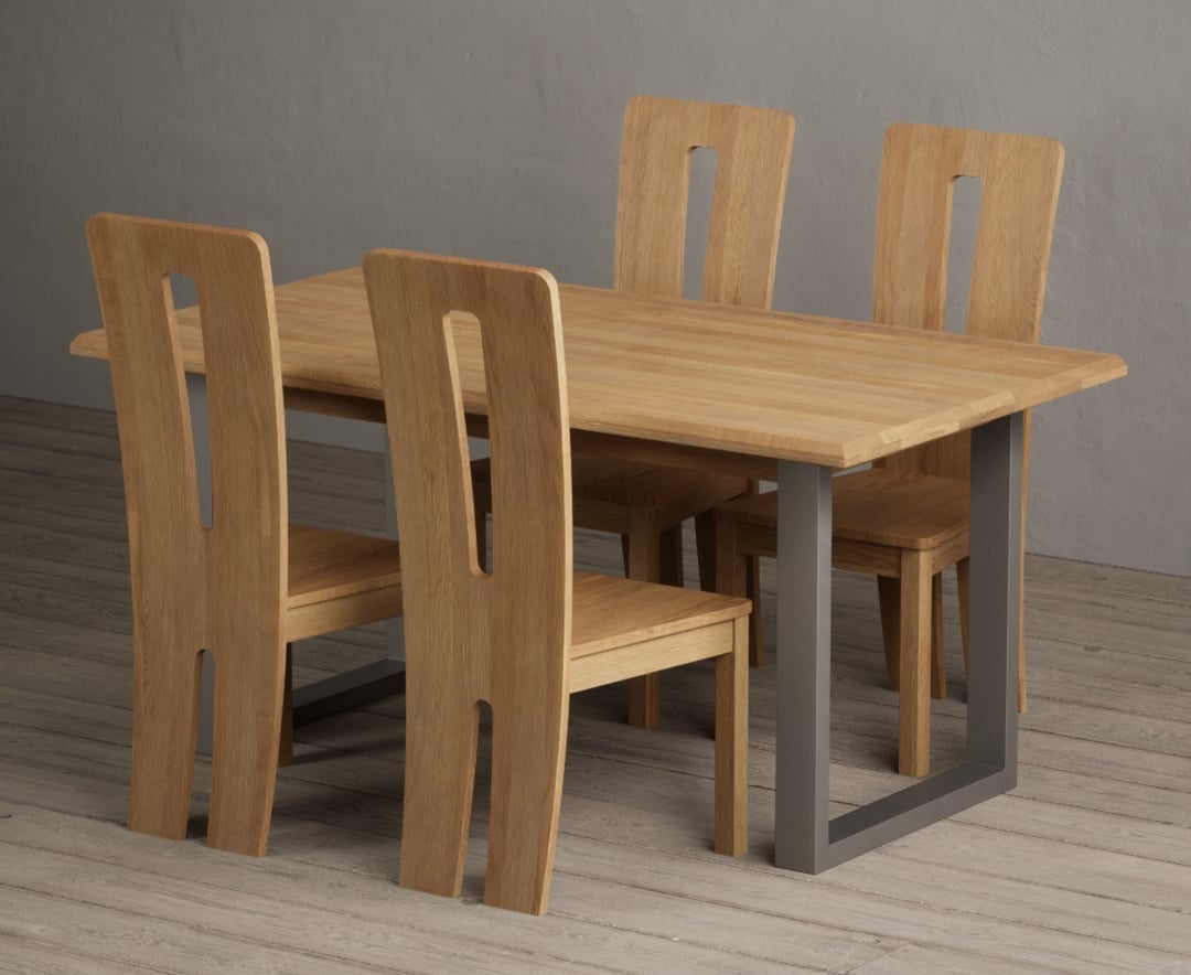 Parker 160cm Solid Oak Dining Table with 4 Brown Lucca Chairs
