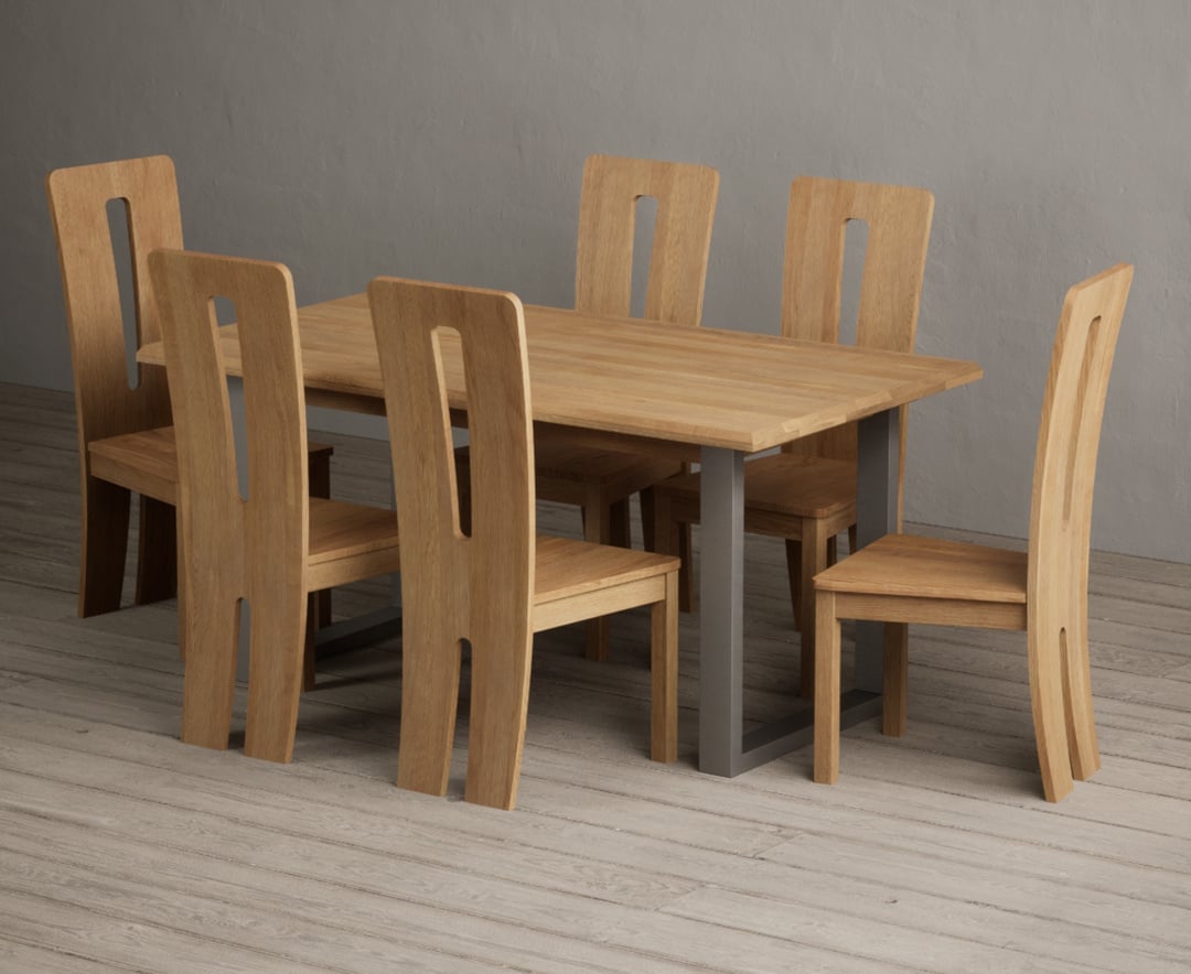 Parker 160cm Solid Oak Dining Table with 4 Brown Lucca Chairs