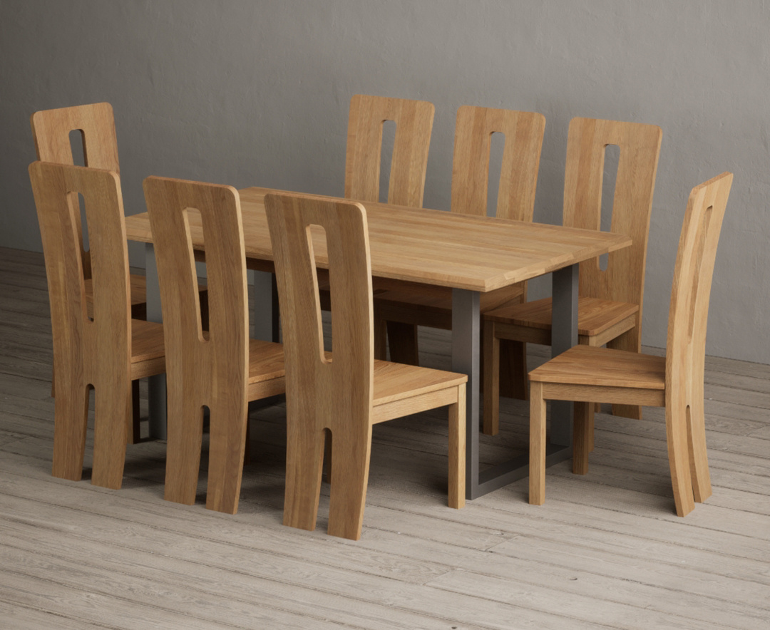 Parker 160cm Solid Oak Dining Table with 4 Brown Lucca Chairs