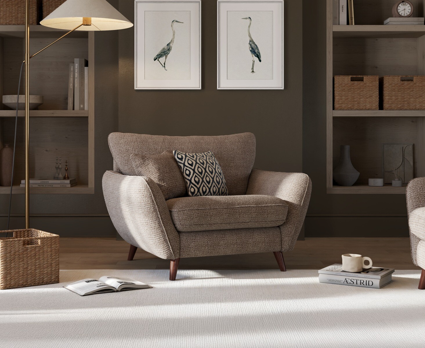 Palma Truffle Chenille Fabric Armchair