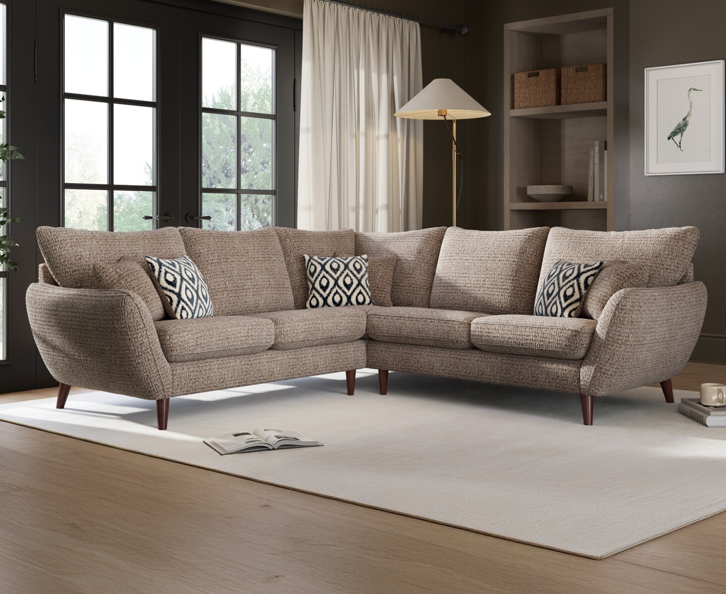 Palma Truffle Chenille Fabric Corner Sofa