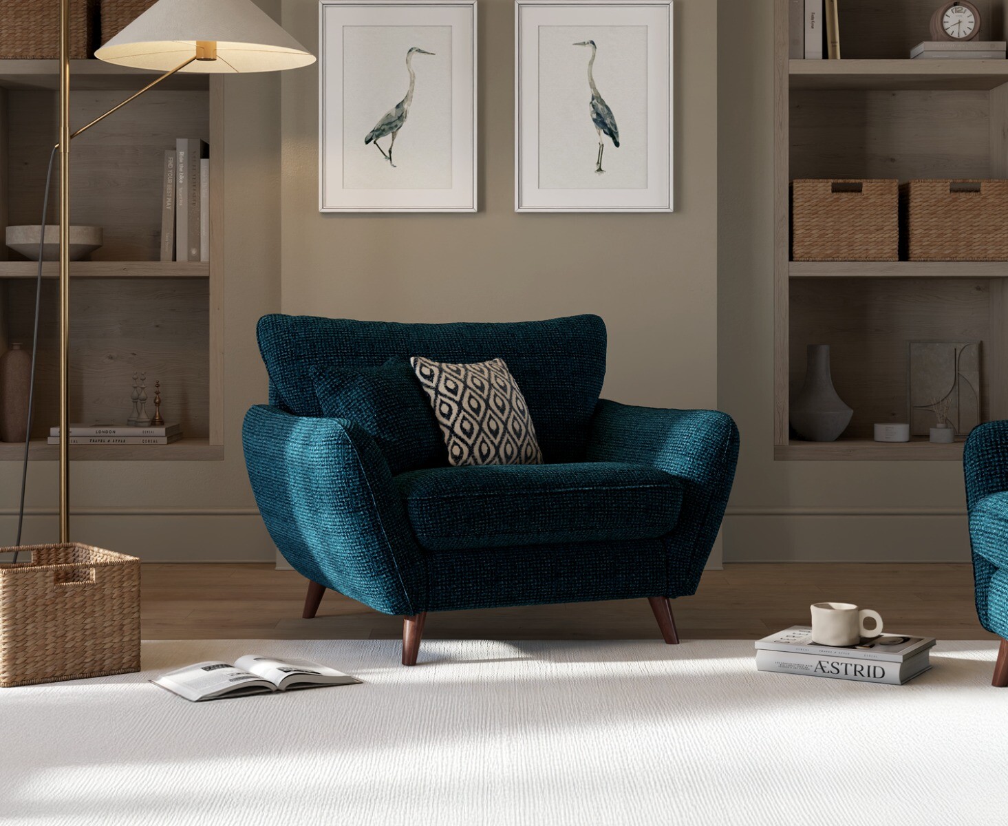 Palma Teal Chenille Fabric Armchair