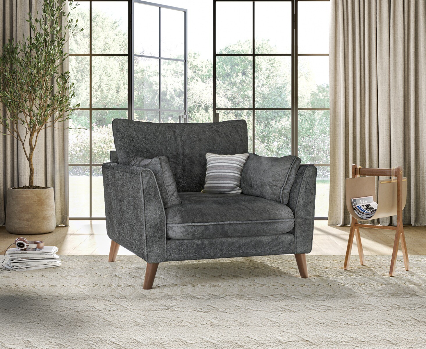 Palermo Graphite Chenille Fabric Armchair