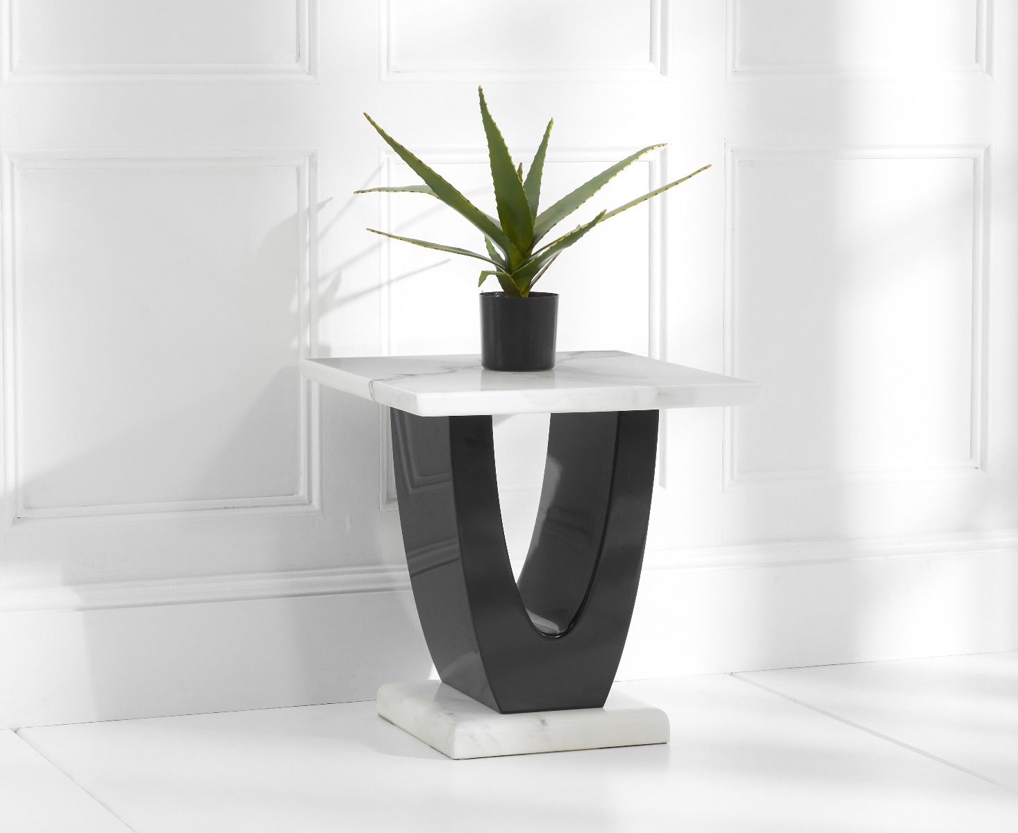 Novara White Marble Side Table thumbnail