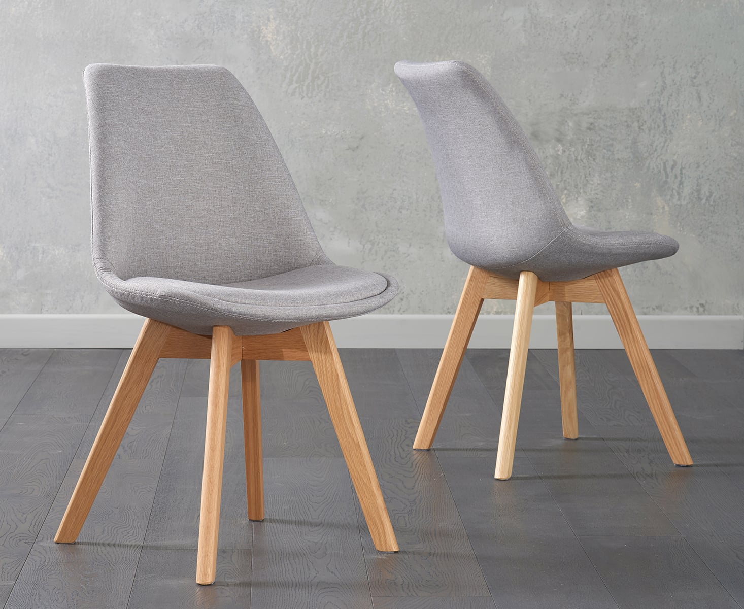 York 150cm Solid Oak Dining Table with 2 Light Grey Orson Chairs and 2 Oak Benches