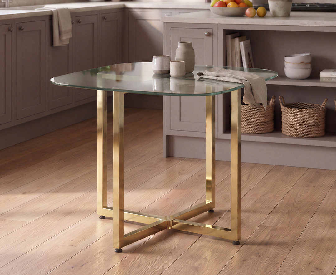 Rhodes Clear Glass Leg Dining Table