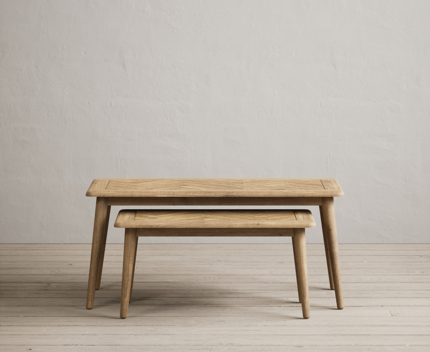 Parven Solid Oak Compact Nesting Coffee Tables