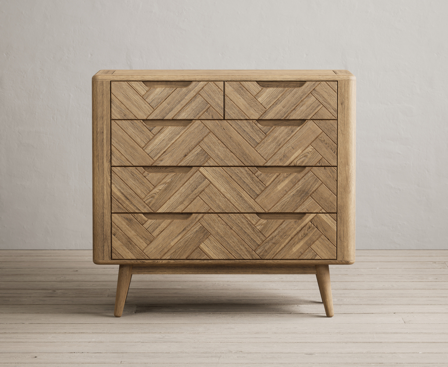 Parven Solid Oak 2 Over 3 Chest Of Drawers