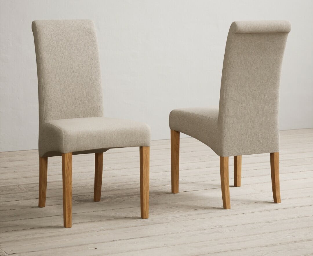 Helmsley 150cm Round Oak Dining Table with 6 Natural Scroll Back Chairs