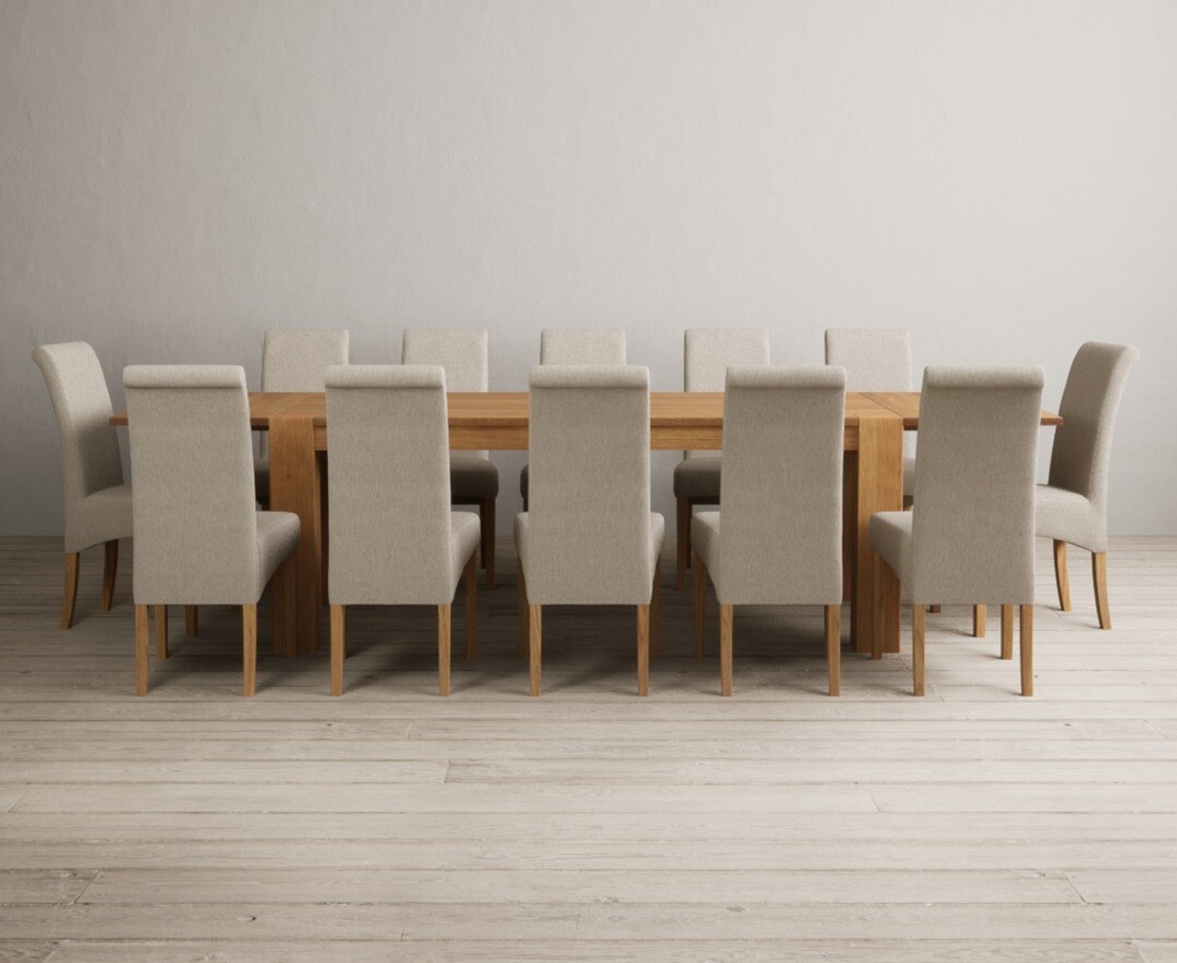 Sheringham 200cm Solid Oak Dining Table with Sheringham Oak Extensions (Pair) with 6 Charcoal Grey Scroll Back Chairs