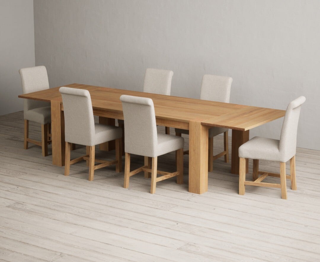 Sheringham 200cm Solid Oak Dining Table with Sheringham Oak Extensions (Pair) with 12 Charcoal Grey Braced Chairs