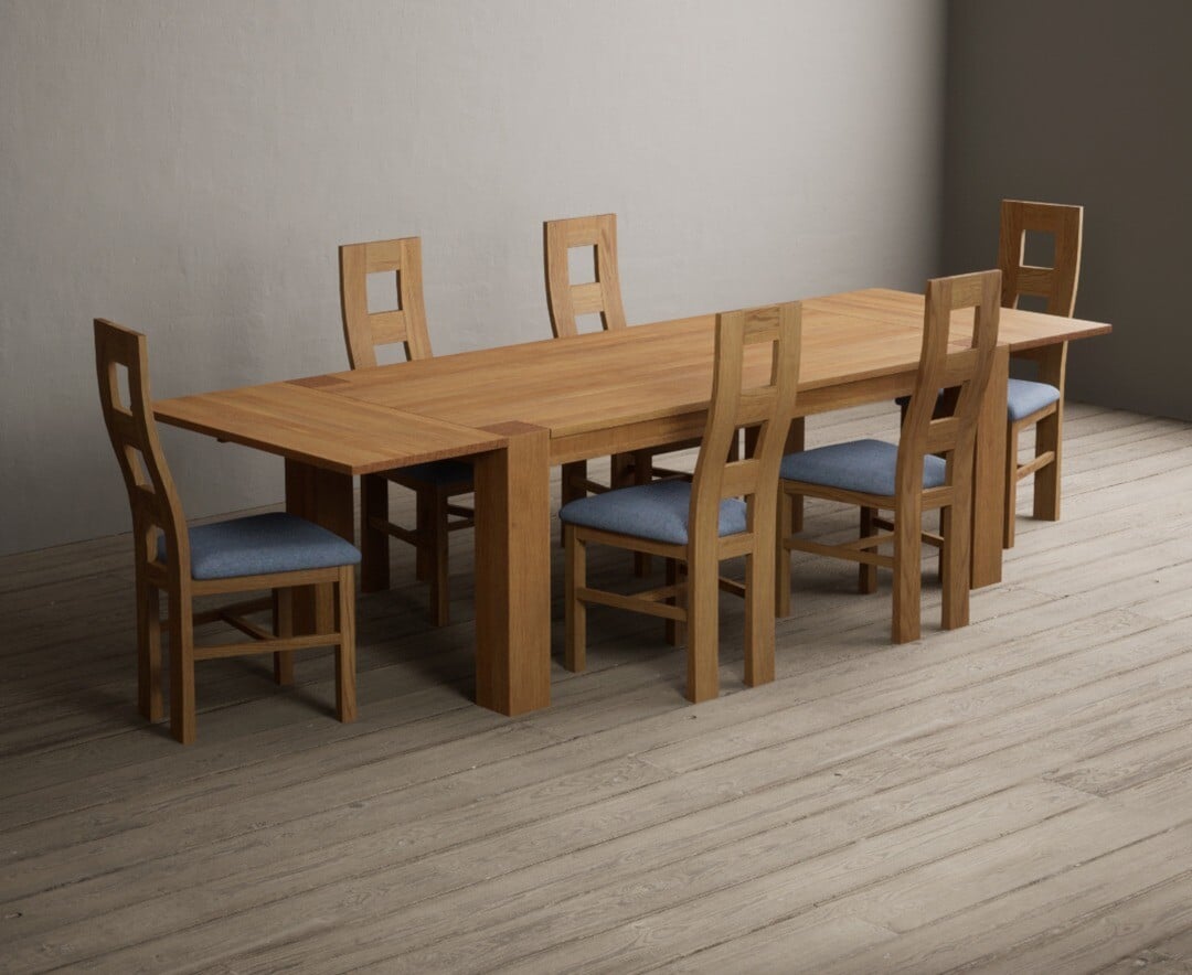 Sheringham 200cm Solid Oak Dining Table with Sheringham Oak Extensions (Pair) with 12 Charcoal Grey Natural Solid Oak Chairs