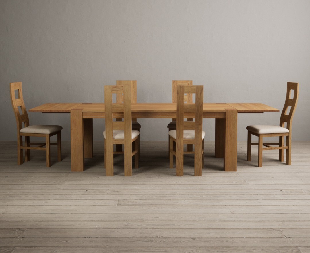 Sheringham 200cm Solid Oak Dining Table with Sheringham Oak Extensions (Pair) with 12 Charcoal Grey Natural Solid Oak Chairs