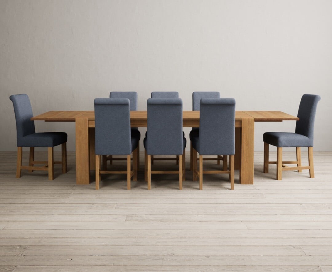 Sheringham 200cm Solid Oak Dining Table with Sheringham Oak Extensions (Pair) with 12 Charcoal Grey Braced Chairs