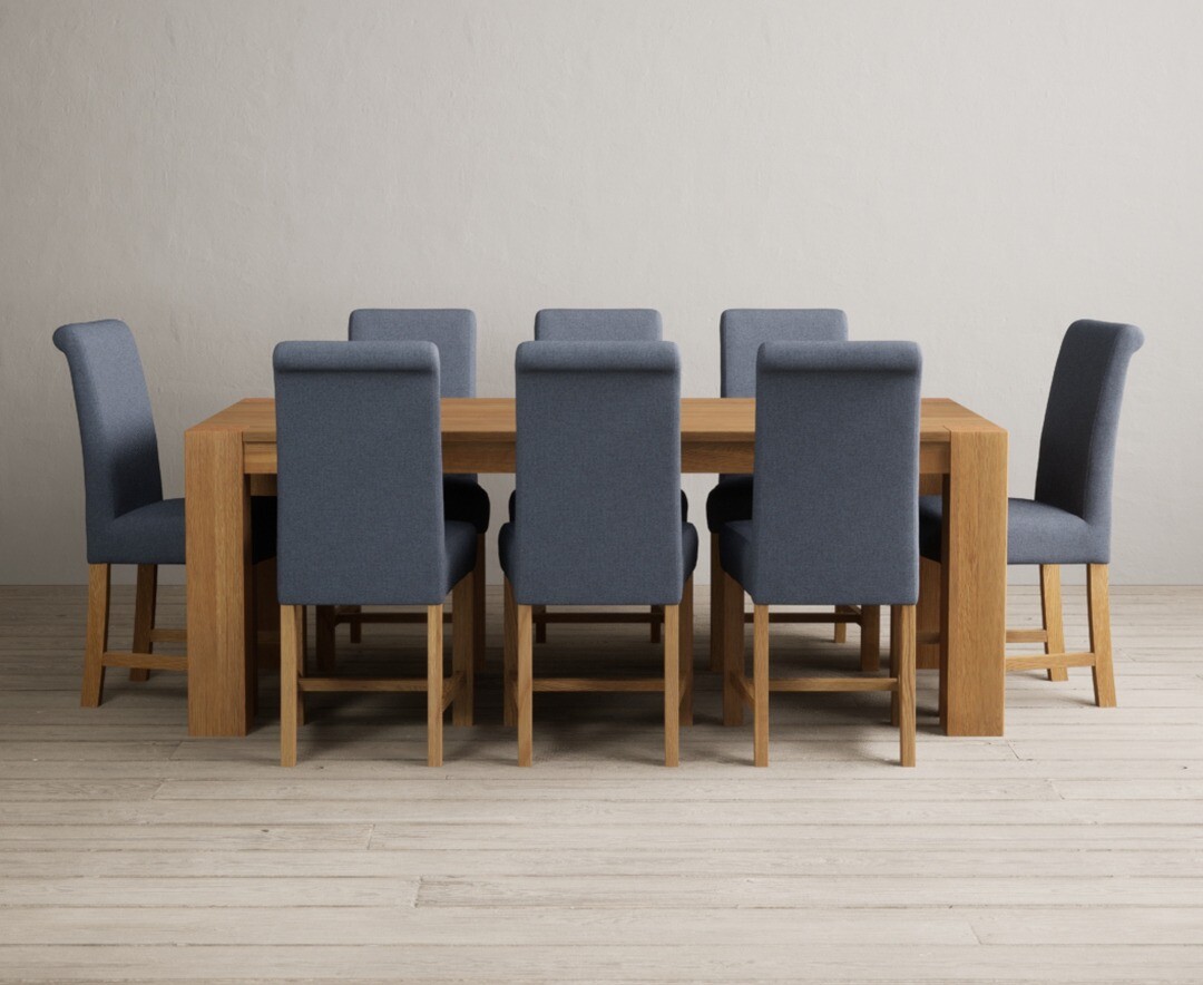 Sheringham 200cm Solid Oak Dining Table with 6 Charcoal Grey Braced Chairs