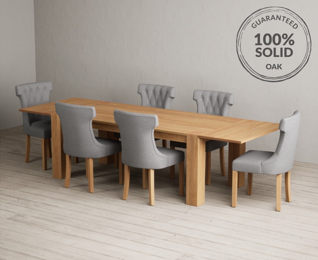 Extending Sheringham 200cm Solid Dining Table Clara Fabric Chairs