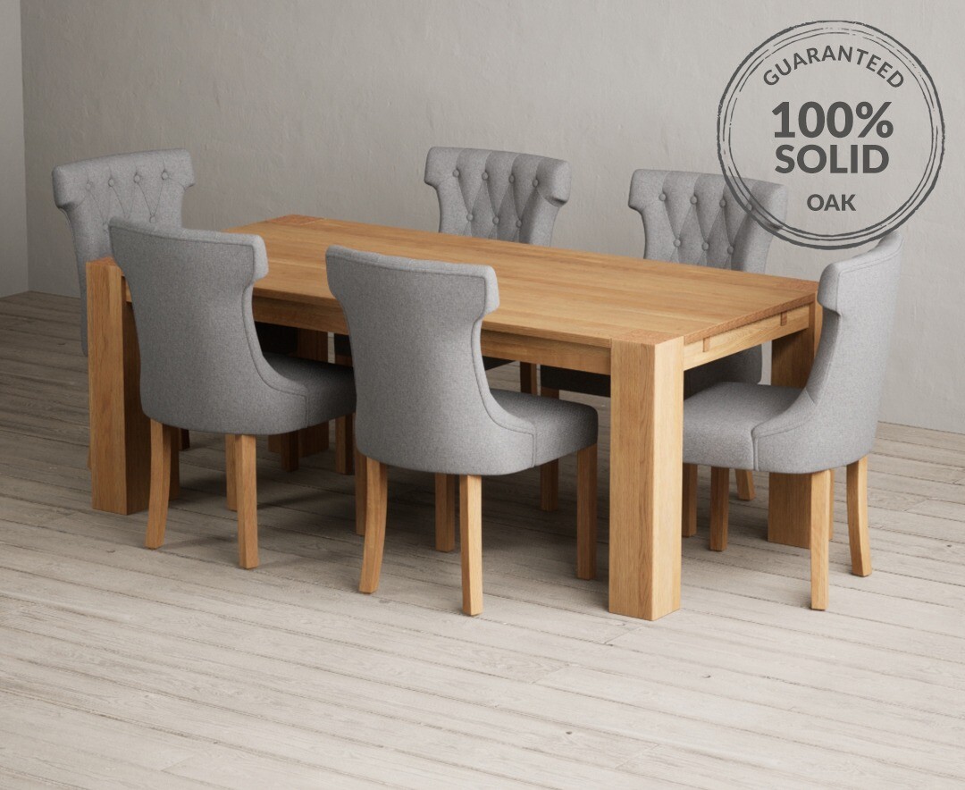 Sheringham 200cm Solid Dining Table Clara Fabric Chairs