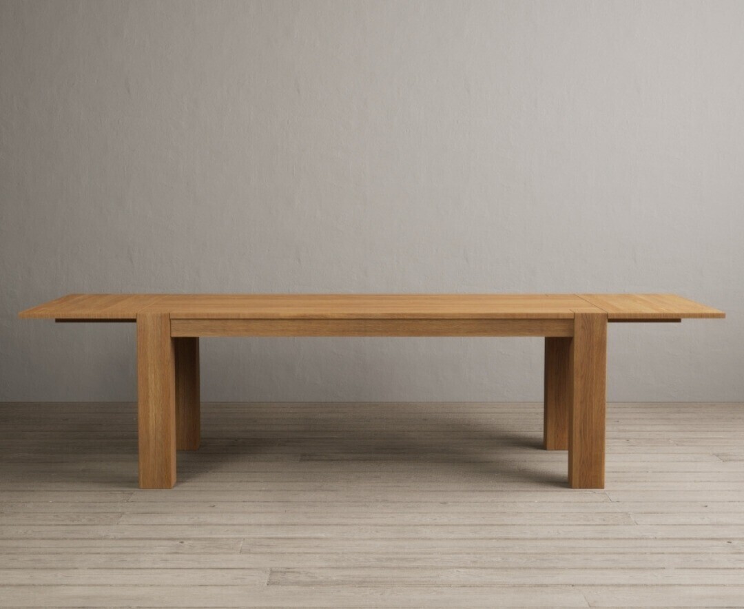 Sheringham 200cm Solid Oak Dining Table with 8 Grey Beatrix Chairs with Sheringham Oak Extensions (Pair)