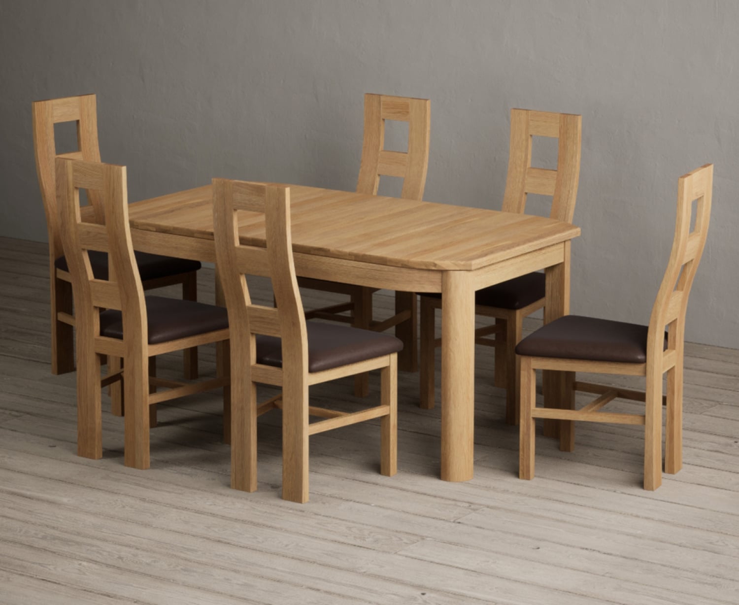 Extending Somerton 160cm Solid Oak Dining Table with 8 Blue Natural Chairs