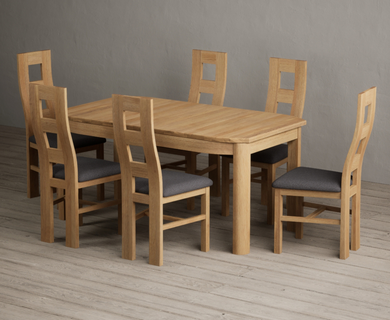 Extending Somerton 160cm Solid Oak Dining Table With 8 Brown Natural Chairs