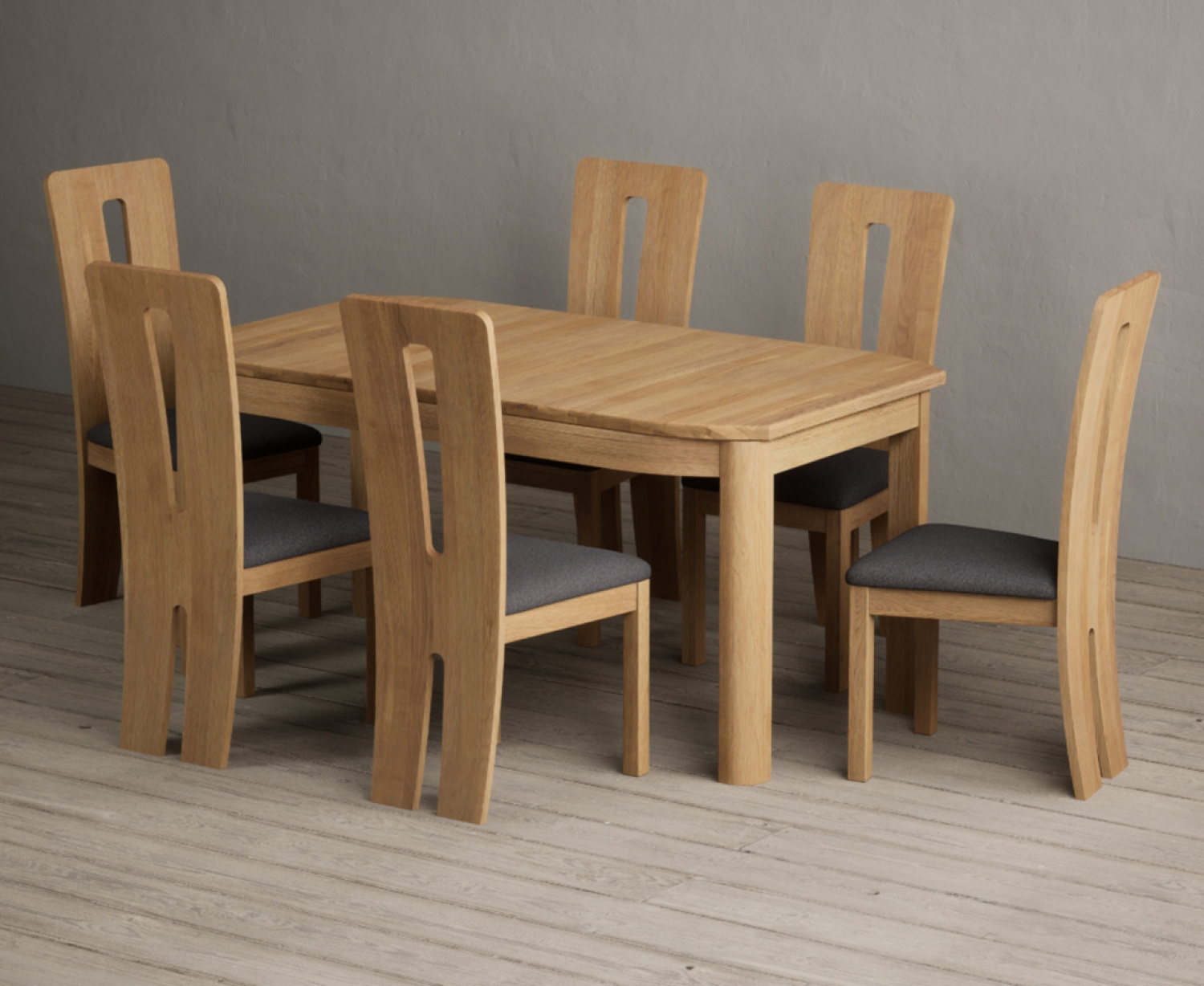 Extending Somerton 160cm Solid Oak Dining Table With 8 Oak Lucca Chairs
