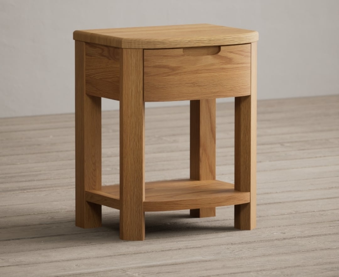 Somerton Curved Solid Oak 1 Drawer Bedside Chest