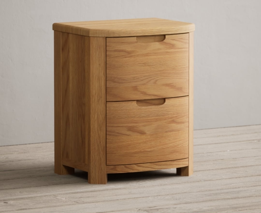 Somerton Curved Solid Oak 2 Drawer Bedside Chest