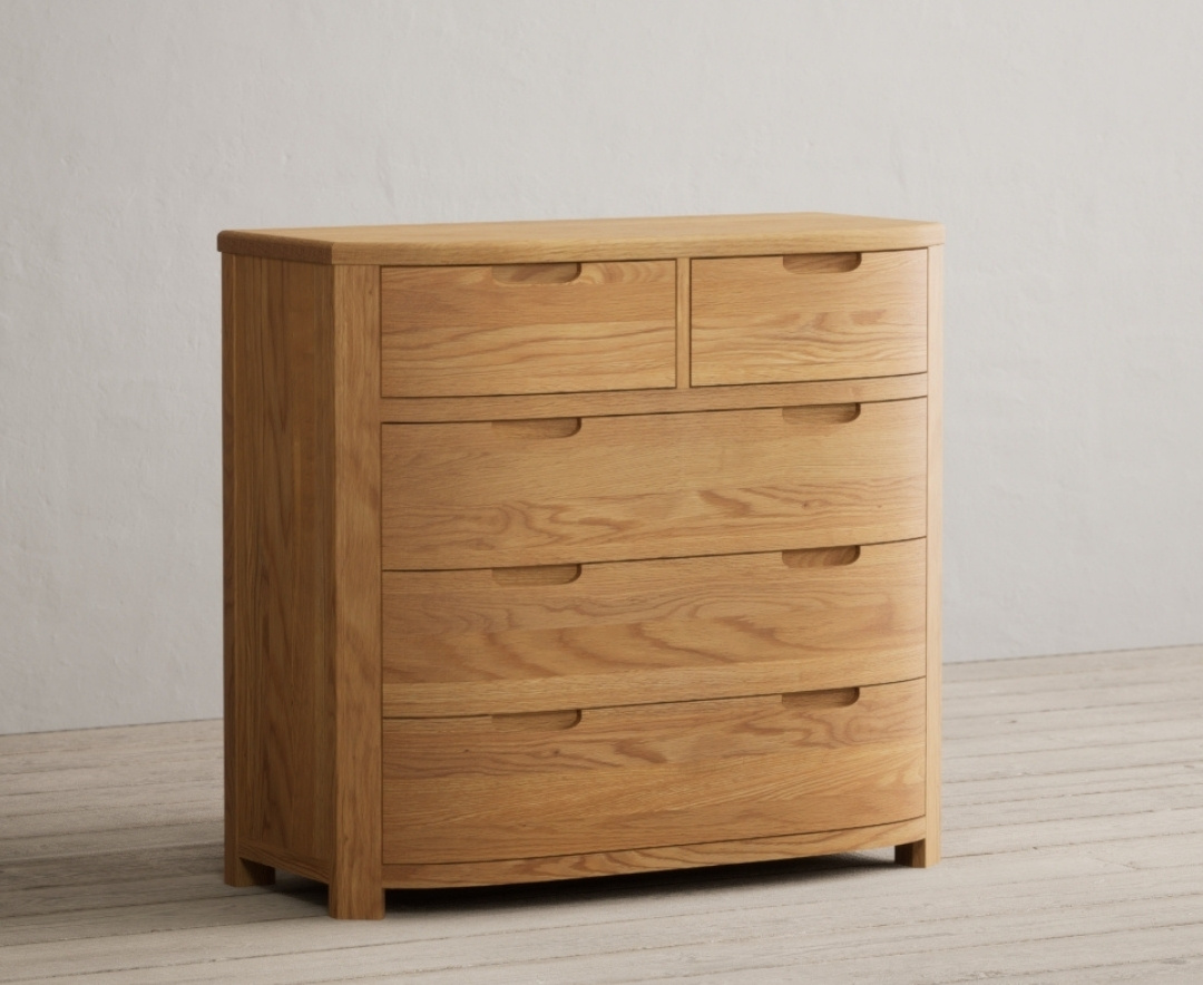 Somerton Curved Solid Oak 2 Over 3 Chest Of Drawers