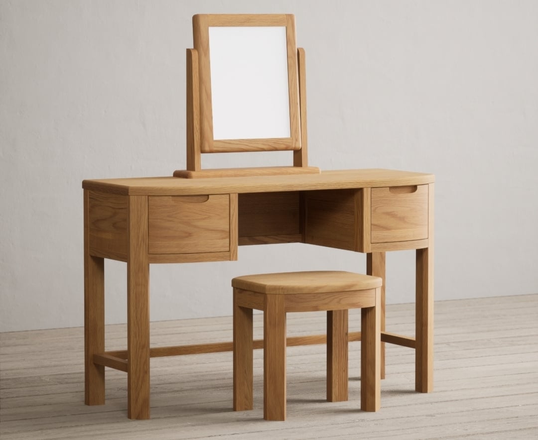 Somerton Curved Solid Oak Dressing Table Set