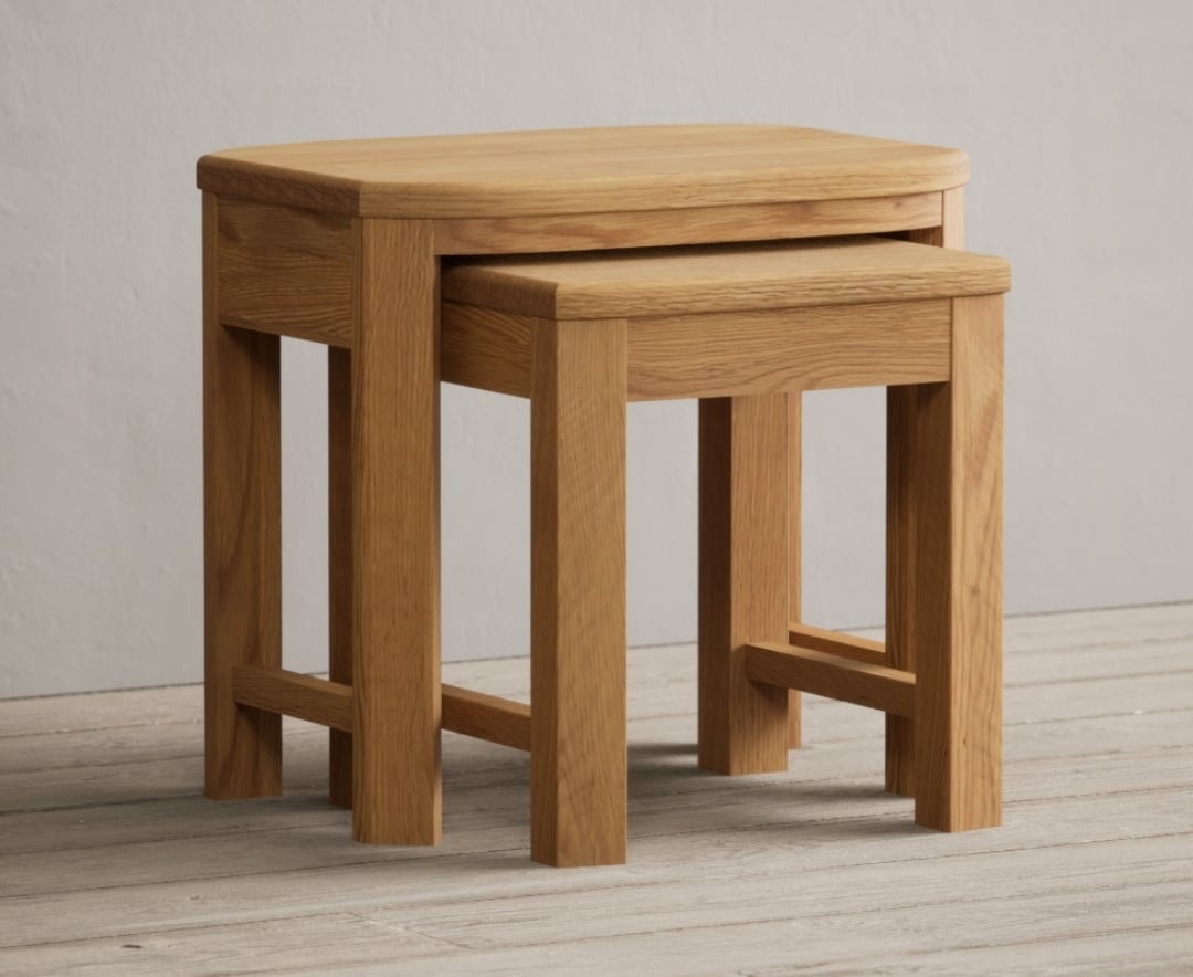 Somerton Curved Solid Oak Nest Of Tables