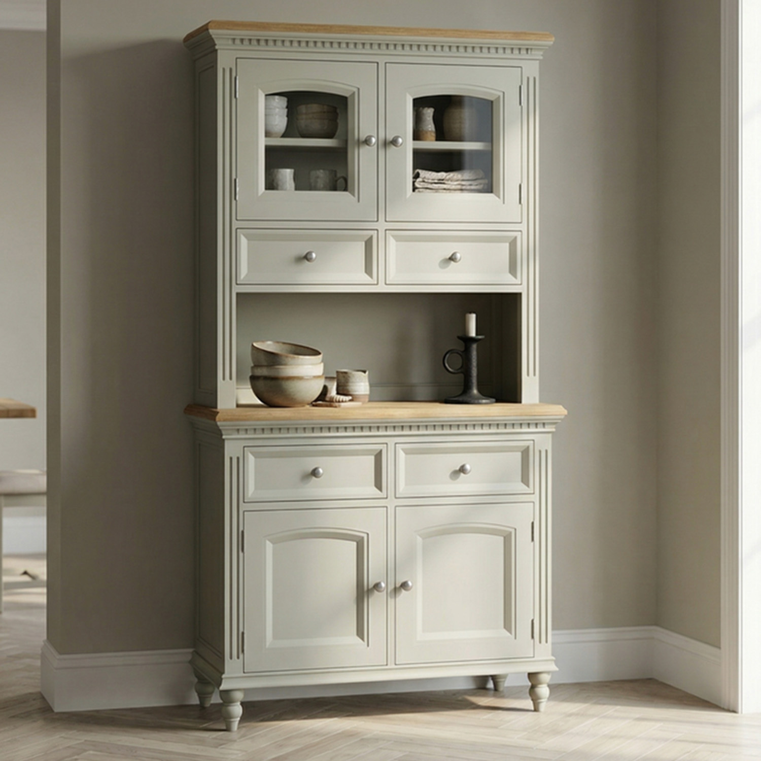 Francis Oak And Soft Green Painted Small Dresser