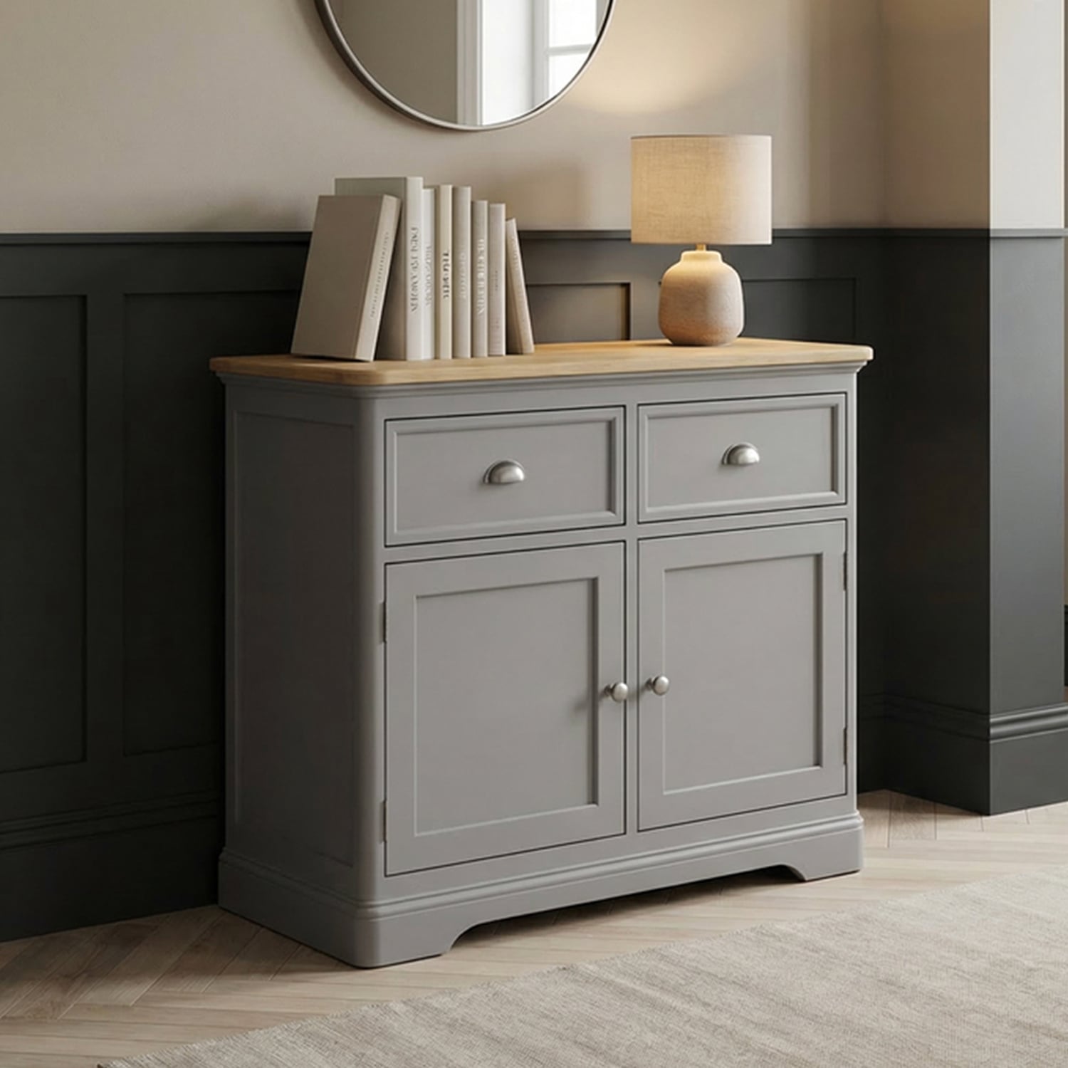 Felton Oak and Light Grey Painted Small Sideboard