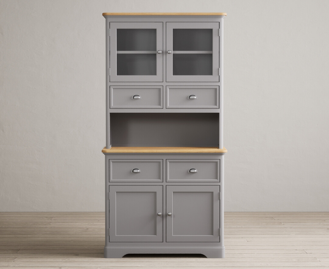 light grey welsh dresser Large Shaker Style Painted Welsh Dresser, Drawers, Cupboard Base and 3  Shelf Display Top. Handmade in Any Size or Colour. Customisable