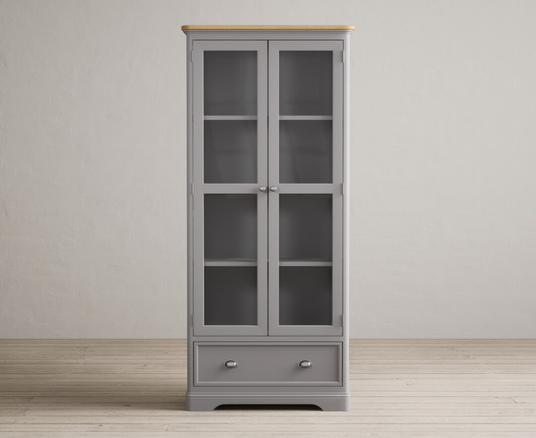 Felton Light Grey Painted Glazed Display Cabinet