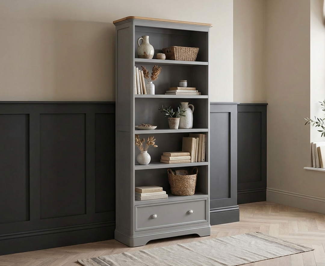 Felton Light Grey Painted Tall Bookcase