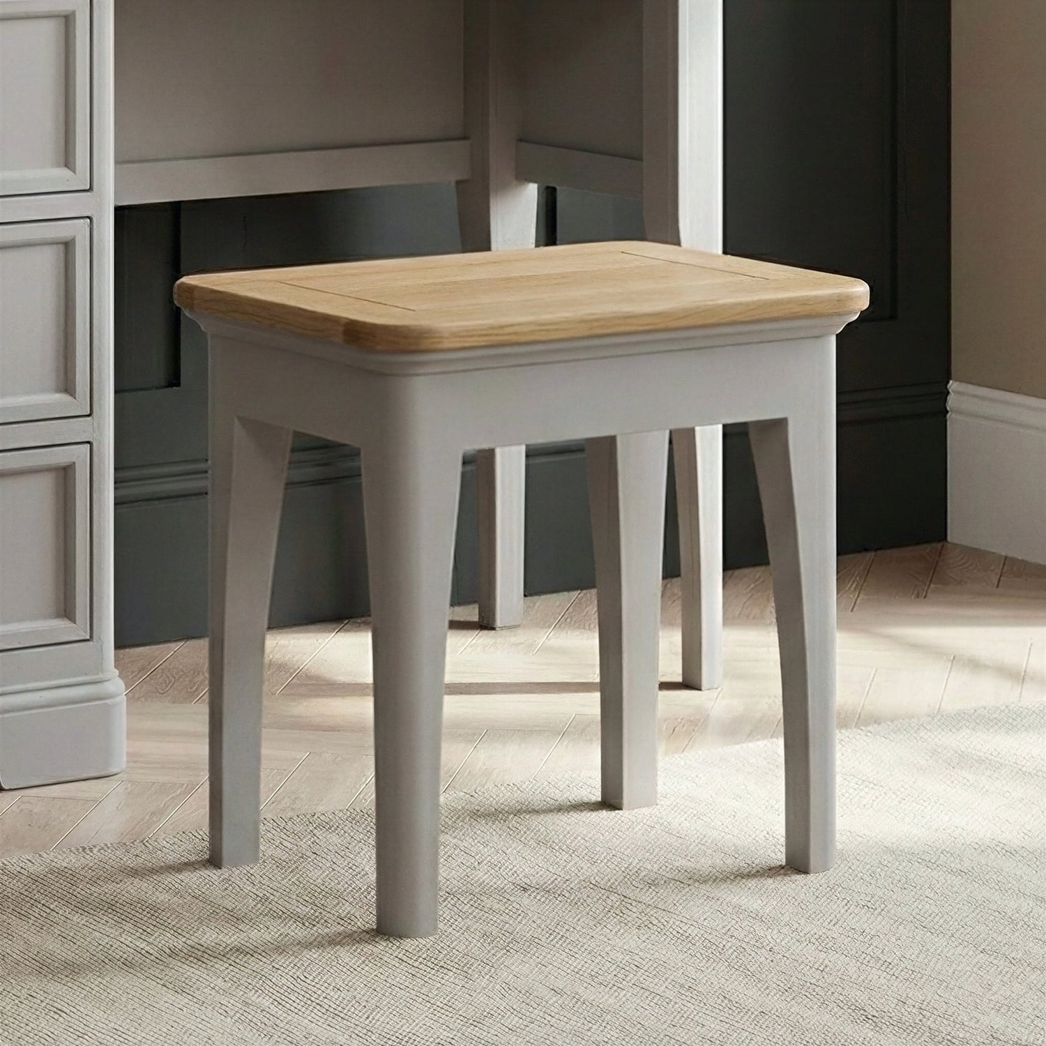 Felton Oak and Light Grey Painted Dressing Table Stool