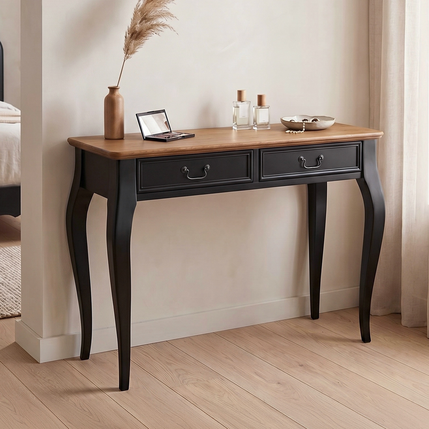 Chateau Noir Oak and Black Painted Dressing Table