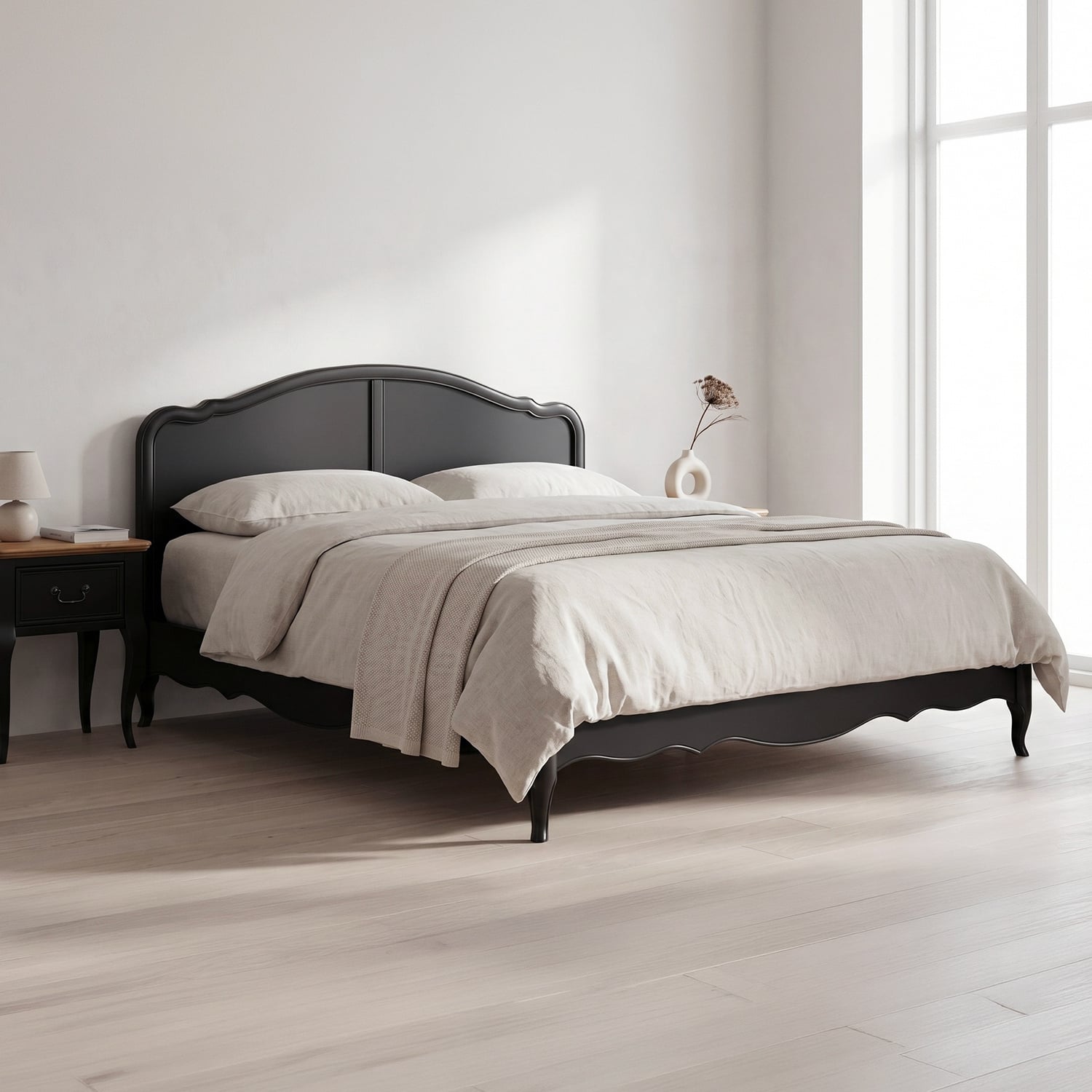 Chateau Noir Oak and Black Painted Super King Size Bed