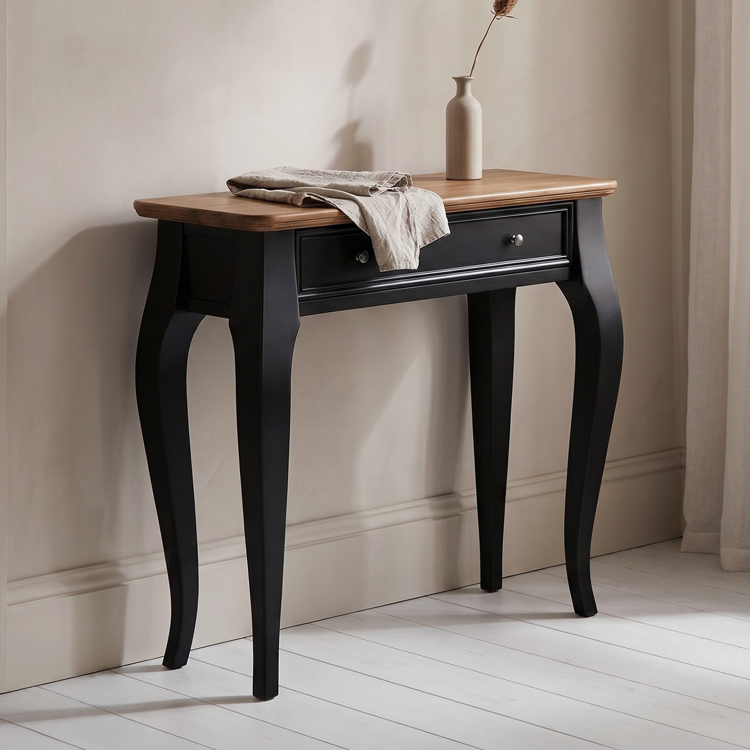 Chateau Noir Oak and Black Painted Console Table